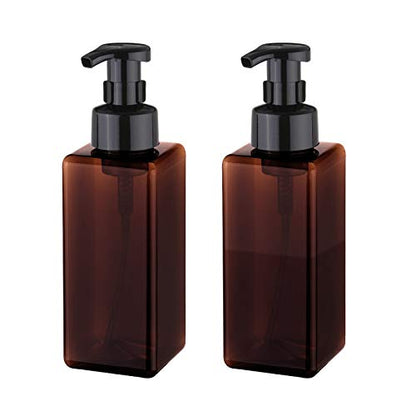 Foaming Soap Dispenser, 22oz Plastic Refillable Pump Bottle, 2 Pack, Amber | Hand Dispenser for Liquid Soap, Shampoo & Body Wash – Saves Soap with Rich Foam, Reusable, Easy to Refill, BPA-Free - color: Amber, size: 22 oz (2 Pack)