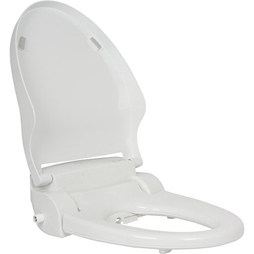 ALPHA BIDET JX2 Round Bidet Toilet Seat, White, Endless Warm Water, *NEW* Bowl Mist, LED Light, Quiet Operation, Wireless Remote, Stainless Steel Nozzle, Sittable Lid, 3 Year Warranty - color: White, size: Round