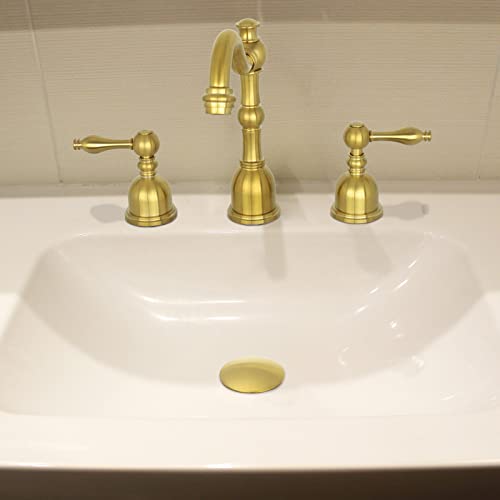Brass Gold Push Button Bathroom Sink Drain Stop & Pop Lavatory Stopper Without Overflow Bathroom Basin - color: Brass Gold, style: Without Overflow