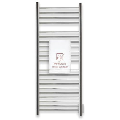 WarmlyYours Vida Heated Towel Rack, 21 Bars, Polished Steel | Wall-mounted hardwired electric towel warmer, 304 stainless, even heat distribution, spa comfort for large bathrooms