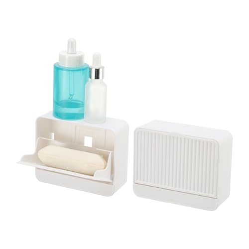uxcell 2 Pack Dust-Proof Soap Holder, Wall Mounted Soap Dish for Shower Wall No-Drill Adhesive Shower Bar Soap Holder for Bathroom(White, 4.72 x 3.94 Inches) - color: White, size: 4.72 x 3.94 Inches