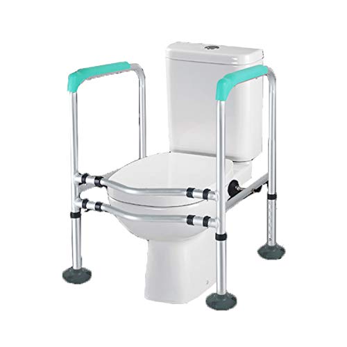 Free Standing Toilet Frame, Toilet Frame Padded Toilet Grab Bars, Toilet Surround Rail Safety Frame Bathroom Handrail for Elderly, Handicapped, and Disabled Aid