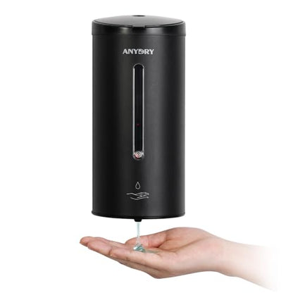 anydry Touchless Automatic Liquid Soap Dispense Wall Mount 25oz Large Capacity Stainless Steel for Commercial (Matte Black) - color: Anti-fingerprint Matte Black
