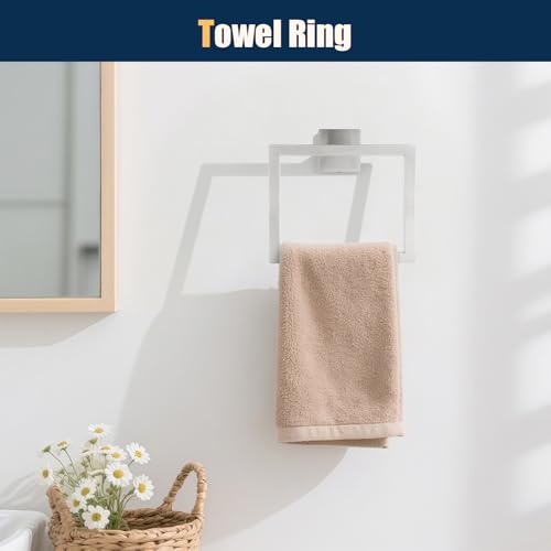 10 Pcs Silver Bathroom Hardware Accessories Set 23.6 Inch Wall Mounted | Bath Towel Bar Kit with Square Towel Racks Ring and Towel Hooks, Paper Holder, 304 Stainless Steel - color: Silver