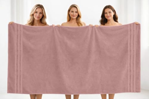 DAN River 2 Pack Bath Sheets Extra Large 35x70, Large Bath Towels for Adults, XL Oversized Heavy Duty Towel Set, 600 GSM 100% Ring Spun Cotton, Soft Quick Dry, Dusty Rose - color: Dusty Rose, size: Bath Sheet 35x70" (PK 2)