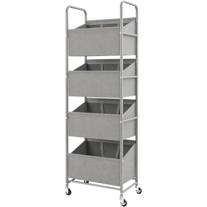 STO STO 4-Tier Vertical Rolling Laundry Hamper, Removable Bags, Gray Faric | 160L Capacity, Space-Saving Vertical Design, Rust-Resistant Steel Frame, Lockable Wheels, Ideal for Apartments & Small Spaces - color: Gray Faric, size: 4-Tier