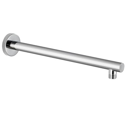 Voolan 15" Round Shower Arm with Flange and Teflon Tape, Extension Shower Head Arm for Bathroom Fixed Shower Head, Solid Stainless Steel, Wall Mounted (Chrome) - color: Chrome, style: 15 Inch