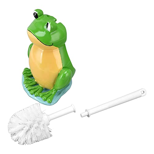 Plplaaoo Toilet Brush and Holder Set, Cute Frog Shaped Toilet Bowl Brush with Ventilated Drying Holder for Small Spaces & RV, Toilet Bowl Brush Holder Set, Flexible Toilet Cleaning Brush & Scrubber