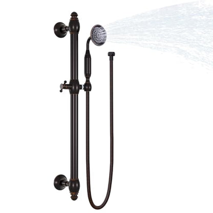 Brass Shower Slide Bar with Handheld Shower Head, Adjustable Height Wall-mounted Retro Hand Shower Head Holder with 59 inch Hose for Bathroom, Oil Rubbed Bronze - color: Oil Rubbed Bronze
