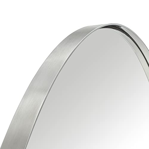 Brushed Nickel Oval Recessed Bathroom Medicine Cabinet with Mirror Stainless Steel Metal Framed Oblong Pill Shaped Bathroom Cabinet with Mirror 16x33'' - color: Brushed Nickel