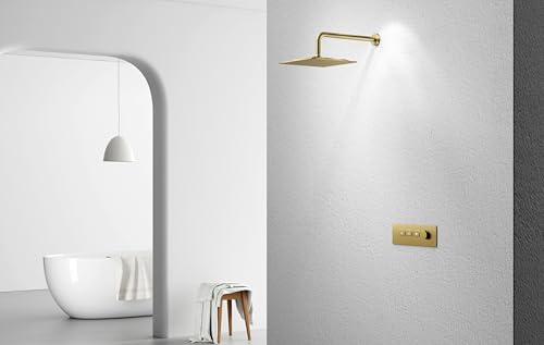 VBFF-Shower Head,rain shower head, 8 inch- Square Shower Head, 1.8 GPM Flow Rate, rainfall showerhead,VBFF07 (Brushed Gold) - color: Brushed Gold, size: 8 Inch