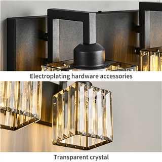 Black Bathroom Light Fixture, 4-Light Crystal Vanity Lighting, Bathroom Lighting Fixtures Over Mirror, Modern Crystal Wall Lamp - color: Black Crooked, size: 4-light
