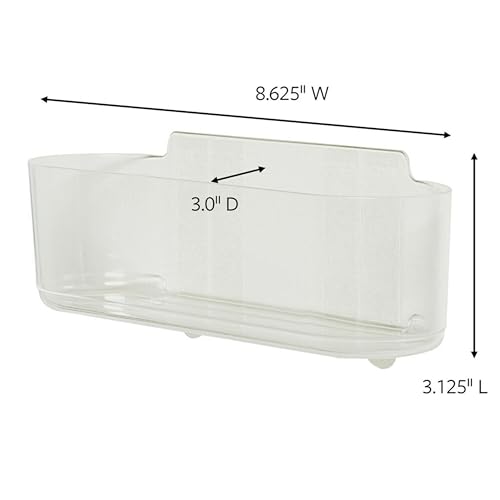 Command Large Caddy, Holds up to 4 lb, 8.6" x 3.1" x 3", 1 Caddy with 4 Strips, Damage-Free Organization Wall Mount to Cabinet, Kitchen, Pantry, Closet, or Under Sink - color: Clear