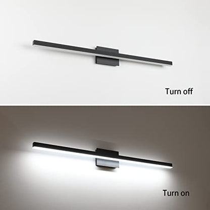 Joossnwell LED Vanity Light Black 47.2inch Modern Bathroom Lighting Fixtures Over Mirror Aluminum Wall Lights 30W 6000K - color: Black-Not Dimmable, size: 47.2"Long-6000K