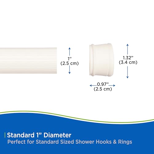 Kenney KN609L/87 Twist & Fit No Tools Spring Tension Standard Shower Curtain Rod with Non-Slip, Non-Scratch Ends, 42-72" Adjustable Length, Easy Install, Cream, 1" Diameter Rust Resistant Steel Tube - color: Alabaster