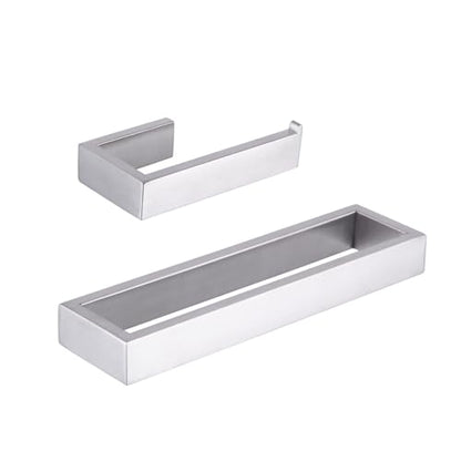 GERZWY Contemporary Stainless Steel Wall Mounted 2-Piece Bathroom Hardware Set - Towel Rings Toilet Paper Holder, Brushed Finish HG1708-2LS - color: Brushed