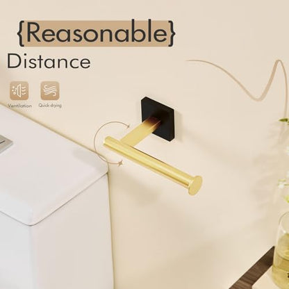 KOKOSIRI Toilet Paper Holder Toilet Roll Holders Hold Mega Rolls Kitchen Bathroom Tissue Paper Dispenser Black with Gold Stainless Steel, B2008GDK - color: Black Gold, size: Vertical