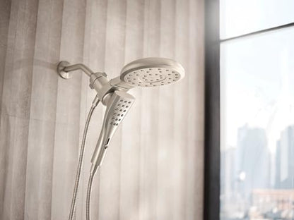 Moen Verso Brushed Nickel Eight-Function 7" Wide Spray Shower Head and Detachable Handshower Combo with 72" Hose, 220C3BN - color: Brushed Nickel