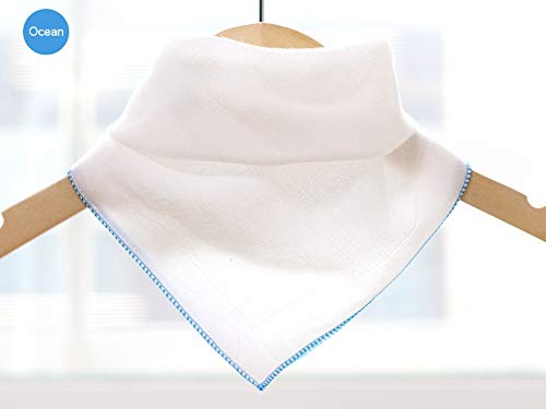 Angel-In-Moms [15 Packs] Natural Cotton 100% Soft Muslin Gauze Handkerchief, Face Washcloths, Makeup Remover Thin Towels, Wide Size 14 inch x 14 inch, Reusable Napkins Hankies Bath Towel (Blue) - color: Blue