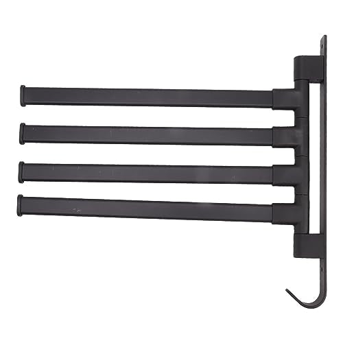 Swivel Hand Towel Bar, Swing Arm Towel Rack, 4-Arm Wall Mounted Bathroom Holder with Heavy Duty Aluminum, Rustproof & Matte Black Finish, Ideal for Bathroom (4 Arms) - color: 4 Arms