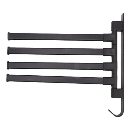 Swivel Hand Towel Bar, Swing Arm Towel Rack, 4-Arm Wall Mounted Bathroom Holder with Heavy Duty Aluminum, Rustproof & Matte Black Finish, Ideal for Bathroom (4 Arms) - color: 4 Arms