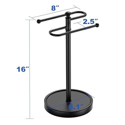 Hand Towel Holder, 304 Stainless Steel Heavy Duty S Shape Hand Towel Stand Free Standing Towel Bar for Bathroom Kitchen Countertop - color: Black