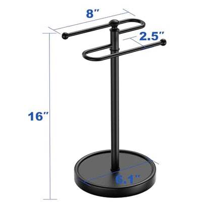 Hand Towel Holder, 304 Stainless Steel Heavy Duty S Shape Hand Towel Stand Free Standing Towel Bar for Bathroom Kitchen Countertop - color: Black