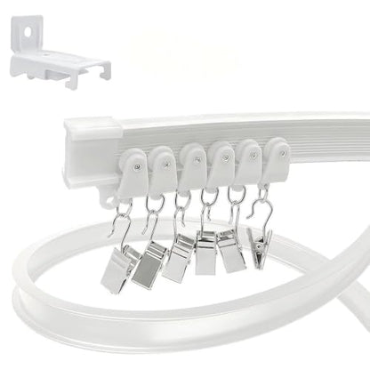 Flexible Bendable Curtain Track, Wall Mount Heavy Duty Sliding Room Divider Track, Room Divider, for RV, Shower, Hospital