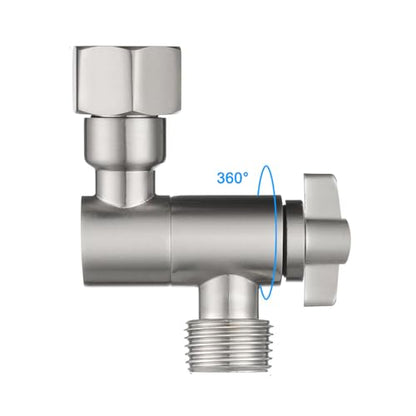 All Metal Adjustable Shower Angle Adapter, 360° Adjustable Swivel Shower Head Elbow Adapter, Shower Head Extension Adapter, Shower Arm Extension for Fixed Rain Showerhead, Brushed Nickel