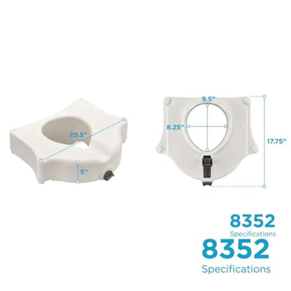 NOVA Toilet Seat Riser – Adds 5” Height, Raised Toilet Seat with ON/Off Front Lock, Fits Standard & Elongated Toilets, Supports up to 300 lb Capacity, Bathroom Safety Aid for Seniors - style: Without Arms