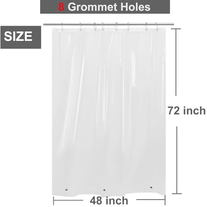 Clear Stall Shower Curtain Liner with Side Magnetic Clips, 48x72 | Close to Wall & Splash Guard, Bottom Magnets, 48 inch Width Narrow Plastic Shower Liner for Bathroom, 48 x 72 Inches - color: 8g.heavy-clear, size: 48"W x 72"L (Pack of 1)