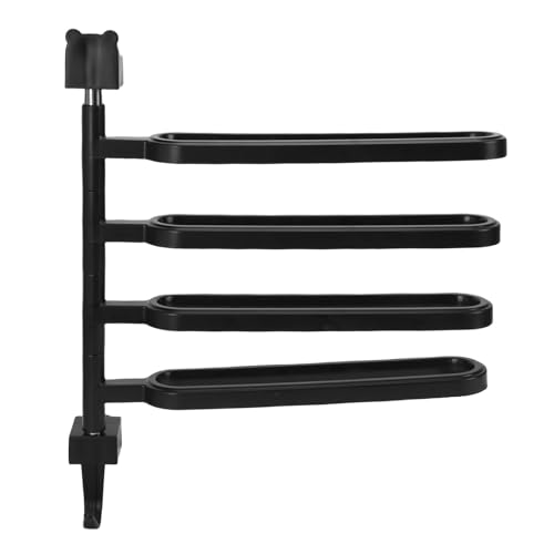 Emoshayoga Swivel Towel Rack High Strength ABS Multi Arm Towel Bar Wall Mounted for Bathroom Black 180 Degree Rotating 5 Units (4 Rods) - color: 4 Rods