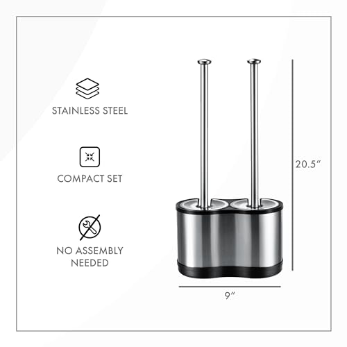 ToiletTree Products Modern Deluxe Freestanding Toilet Brush and Plunger Combo - 5.5" x 9.5" x 18.5" (2 Pack) - style: Combo 2 Pack