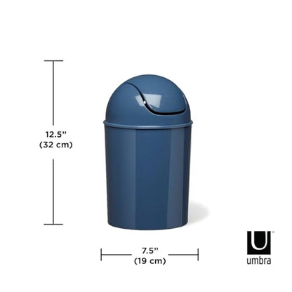 Umbra 1.25 Gallon Mini Waste Can with Removable Swing-Top Lid - Small Garbage Bin for Kitchen, Bathroom, Bedroom, Office - Compact Trash Can Fit Under Tables & Counters - Blue - color: Blue