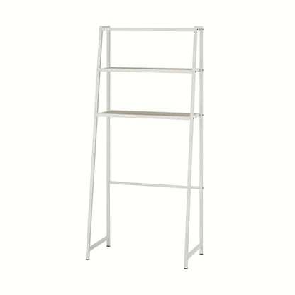 TRINITY 3-Tier Metal Over The Toilet Storage Shelving Rack, Freestanding Bathroom Organizer with Wood Grain Shelves, 27in x 15in x 60in, White - color: White