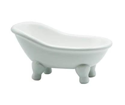 Ceramic Soap Dish,5.59 Inch Bathtub Shaped Soap Holder,Succulent Planter,Makeup Brush Organizer (White) - color: White Bathtub