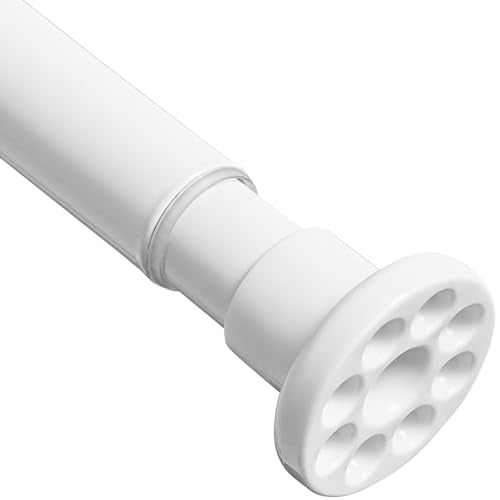 White Shower Curtain Rod 28"-64.5", Never Rust Anti-Slip Adjustable Tension Curtain Rods No Drilling, Heavy Duty Spring Enlarged Diameter 1" Tension Rod for Bathroom/Closet/Room Divider - color: White, size: 28"-64.5"