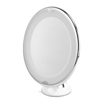 PartyKindom Magnifying LED Lighted Round Makeup Mirror with Suction Cup Portable Vanity Mirror for Men and Women for Detailed Cosmetic Application and Touch Ups