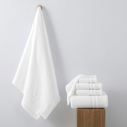 REDKISS 6 Piece Towel Set for Bathroom, 100% Cotton Hotel Collection, Soft Absorbent Quick-Dry, 700 GSM, White - color: White