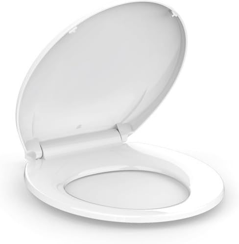 GarveeHome Whisper-Close Round Toilet Seat in White – Ultra-Smooth Quiet Lid, Stain-Resistant & Tool-Free Install, Fits All Standard Round Toilets（2pcs/box) - color: Standard （2pcs/box), size: Round & White