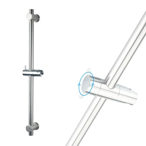 24 Inch Shower Slide Bar with Adjustable Shower Holder Wall Mount Sliding Bar Stainless Steel Wall Mounted Shower Slide Bar with Adjustable Shower Head Holder, Chrome