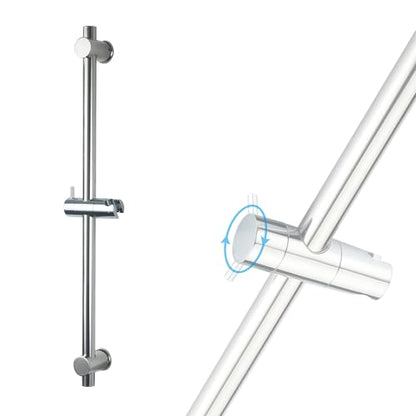 24 Inch Shower Slide Bar with Adjustable Shower Holder Wall Mount Sliding Bar Stainless Steel Wall Mounted Shower Slide Bar with Adjustable Shower Head Holder, Chrome