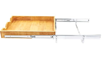 DINDON Pull Out Cabinet Organizer (11" W x 18" D) 1 Tier，Single Tier Oak Wood Under Cabinet Slide Out Shelf Drawer Box… - color: Oak Wood, 1 Tier, size: 11" W x 18" D