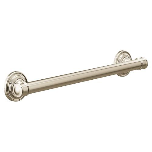 Moen YG6418NL Bathroom Safety 18-Inch Stainless Steel Traditional Bathroom Grab Bar, Polished Nickel - color: Polished Nickel