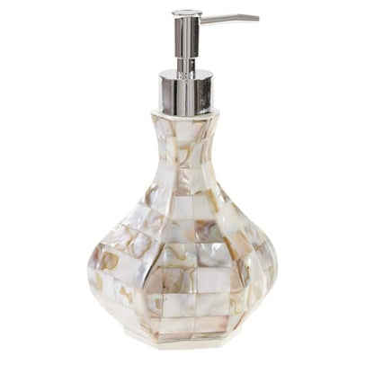 Milano Hand Soap Dispenser for Bathroom | Decorative Countertop Lotion Dispenser Finished in Beautiful Mother of Pearl, with Durable Pump for Elegant Bathroom Decor - style: Soap Dispenser
