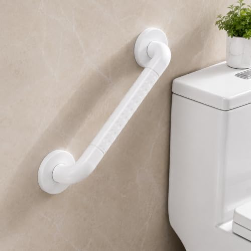 60cm Anti-Slip Bathroom Grab Bar 2 Pack, Stainless Steel Safety Shower Handrail with Non-Slip Textured Grip, Wall Mount Toilet Balance Support Rail for Elderly Seniors Disabled, White