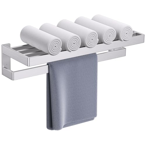 Brushed Nickel Towel Bar Towel Rack for Bathroom,Multi-Layer Towel Holder Stainless Steel Wall-Mounted Bathroom Hardware Accessories 23.6-inch - color: Brushed Nickel, size: 23.6inch