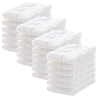 Lovely Care 24 Pack Muslin Burp Cloths 100% Cotton Muslin Cloths Large 20''x10'' Extra Soft and Absorbent Baby Burping Cloth - White - color: White, size: 10x20 Inch (Pack of 24)