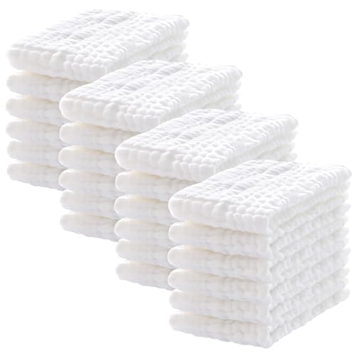 Lovely Care 24 Pack Muslin Burp Cloths 100% Cotton Muslin Cloths Large 20''x10'' Extra Soft and Absorbent Baby Burping Cloth - White - color: White, size: 10x20 Inch (Pack of 24)