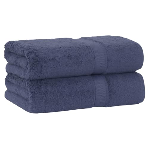 Supreme Terry 2-Piece Bath Towel Set, Hotel & Spa Quality, Plush and Absorbent 100% Turkish Cotton Towels, Quick Dry-Navy - color: Navy, size: Bath Towel Set